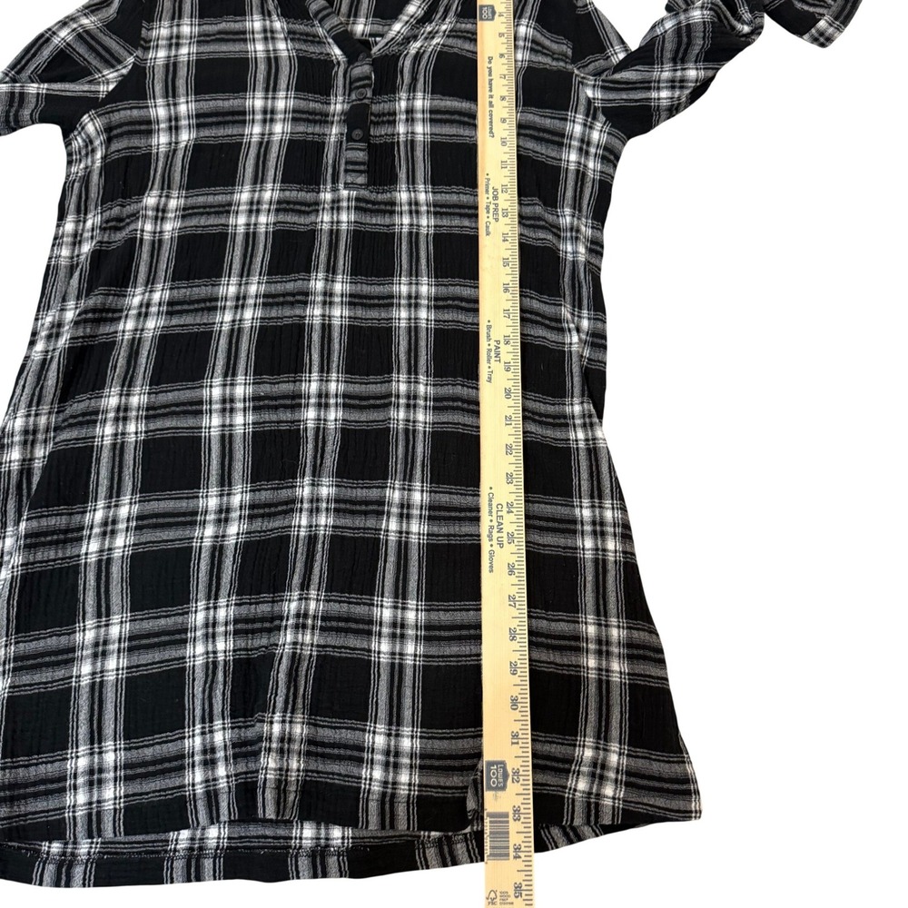 Garnet Hill Popover Plaid Tunic Shirt Dress Gauzy Organic Cotton Womens 14 - Picture 8 of 11